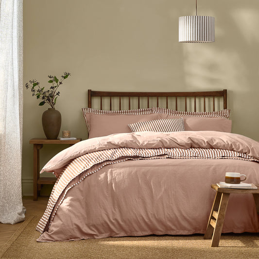 Yard Hebden Washed Cotton Duvet Cover Set - Cotta