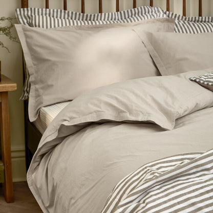 Yard Hebden Washed Cotton Duvet Cover Set - Stone