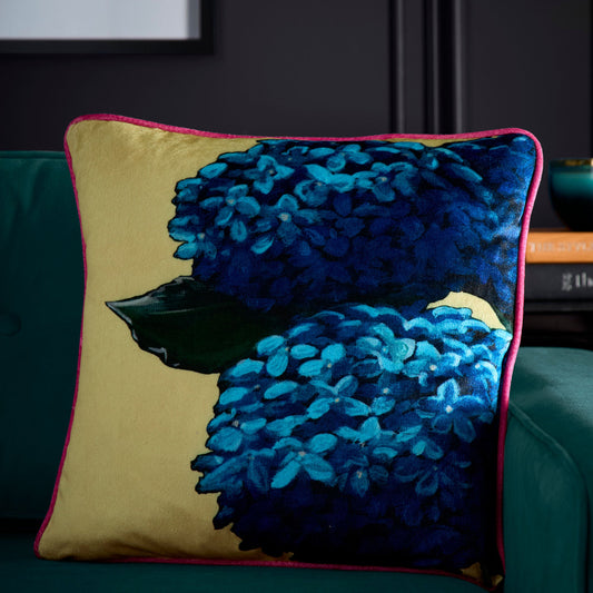 Hiyah Hydrangea Cushion by Laurence Llewelyn-Bowen in Lime 43 x 43cm - Cushion - Laurence Llewelyn-Bowen