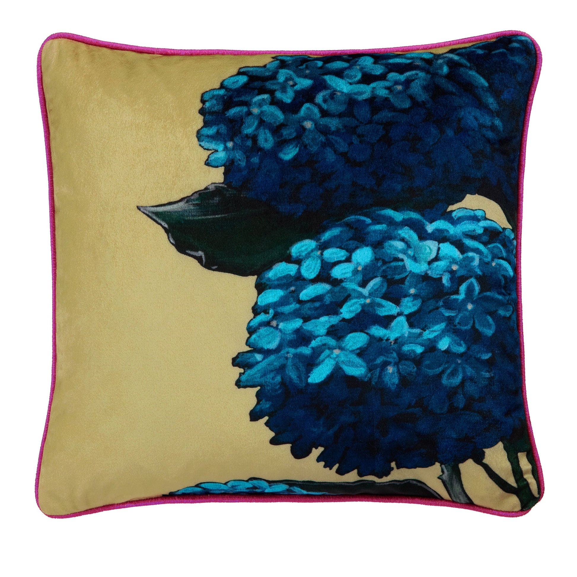 Hiyah Hydrangea Cushion by Laurence Llewelyn-Bowen in Lime 43 x 43cm - Cushion - Laurence Llewelyn-Bowen