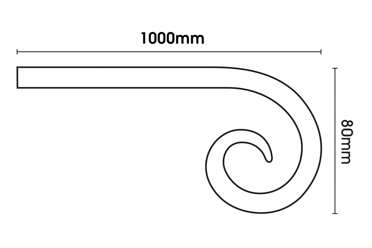 Hallis Artisan Curl 12mm Wrought Iron Metal Portiere Rod - Black
