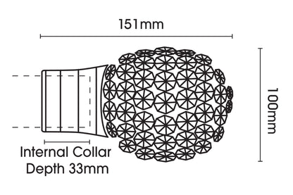 Hallis Galleria Clear Jewelled Bulb 35mm Metal Curtain Pole - Brushed Silver
