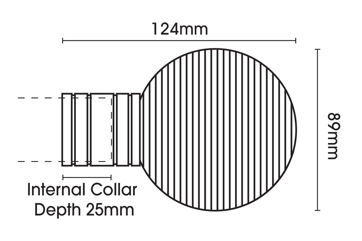 Hallis Galleria Metals Ribbed Ball 35mm Metal Curtain Pole - Black Nickel