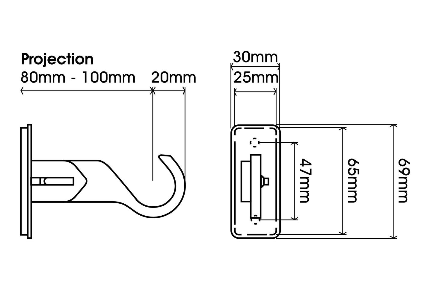 Hallis Arc 25mm Extendable Metal Curtain Pole End Bracket - Lead