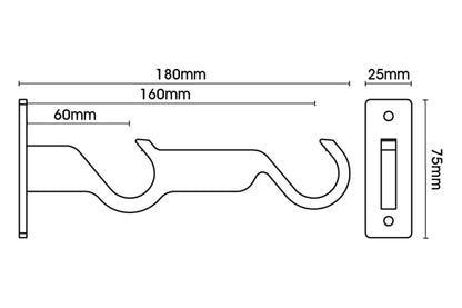 Hallis Arc 25mm Double Metal Curtain Pole End Bracket - Bronze