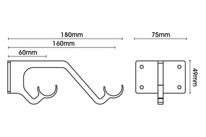 Hallis Arc 25mm Double Metal Curtain Pole Passing Bracket - Gunmetal