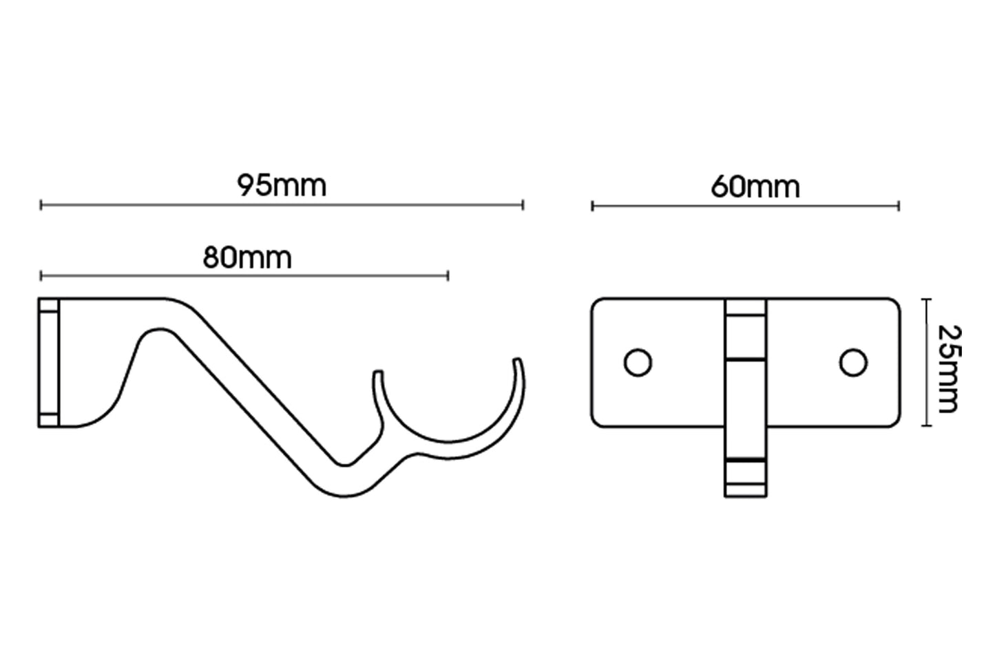 Hallis Arc 25mm Metal Curtain Pole Passing Bracket - Gunmetal