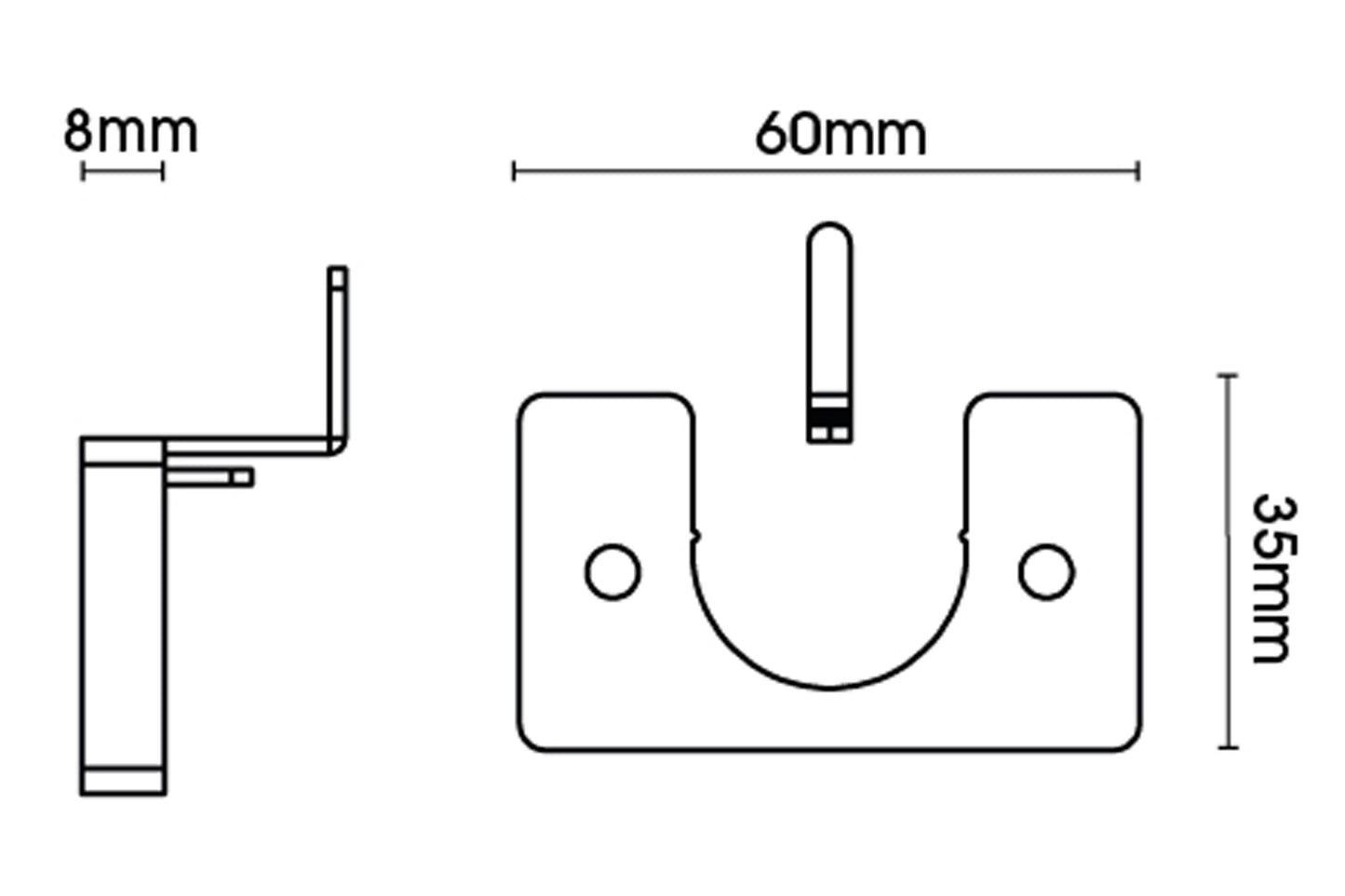 Hallis Arc 25mm Metal Curtain Pole Recess Bracket - Bronze
