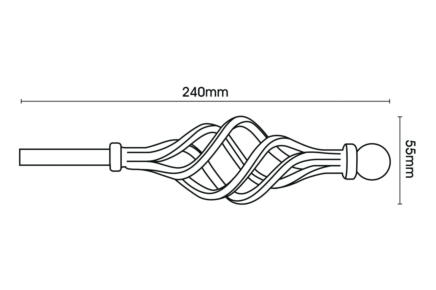 Hallis Artisan Cage 12mm Wrought Iron Metal Curtain Pole - Black