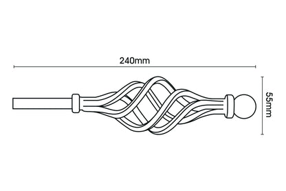 Hallis Artisan Cage 12mm Wrought Iron Metal Curtain Pole - Black