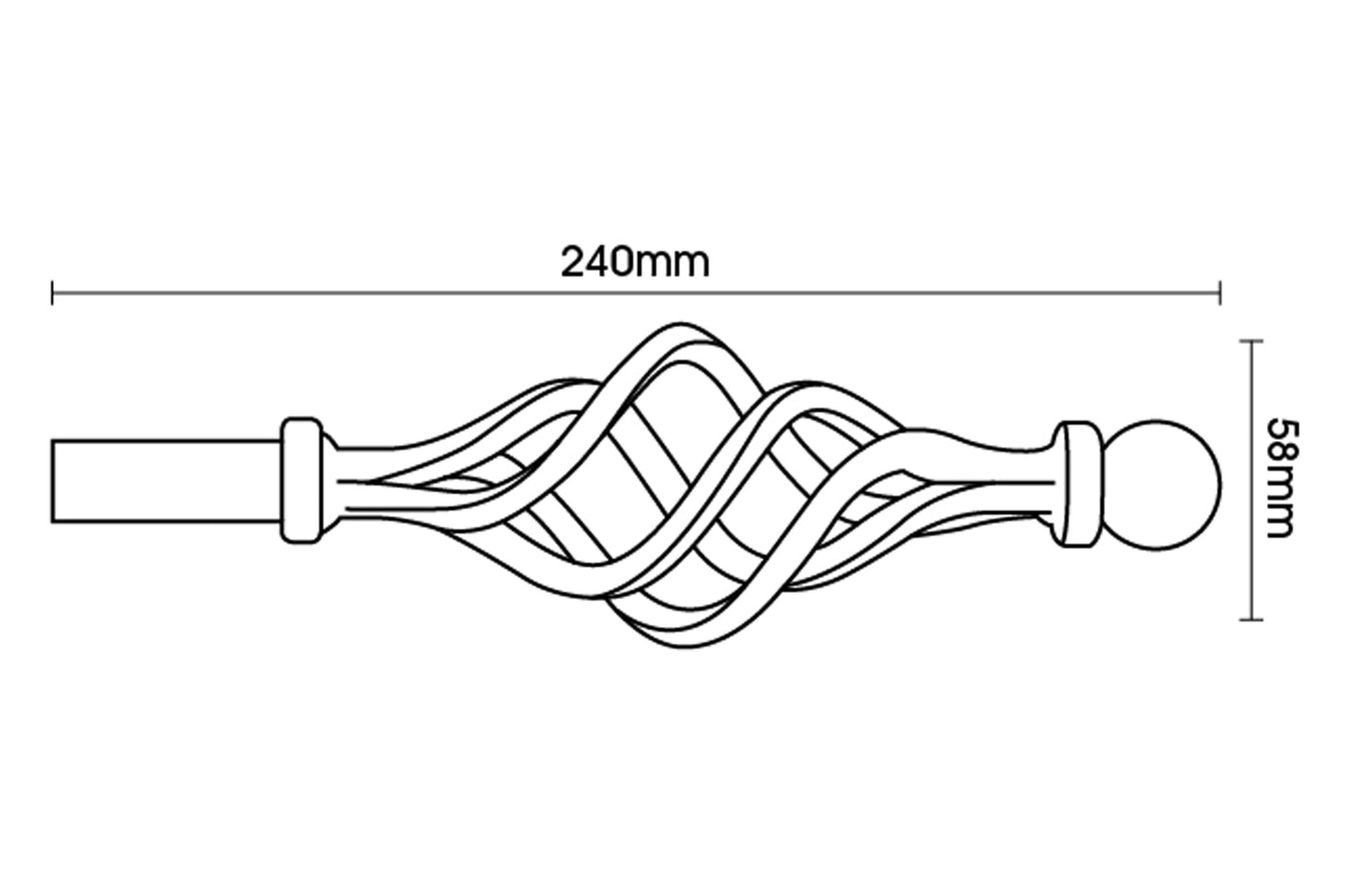 Hallis Artisan Cage 16mm Wrought Iron Metal Curtain Pole - Black