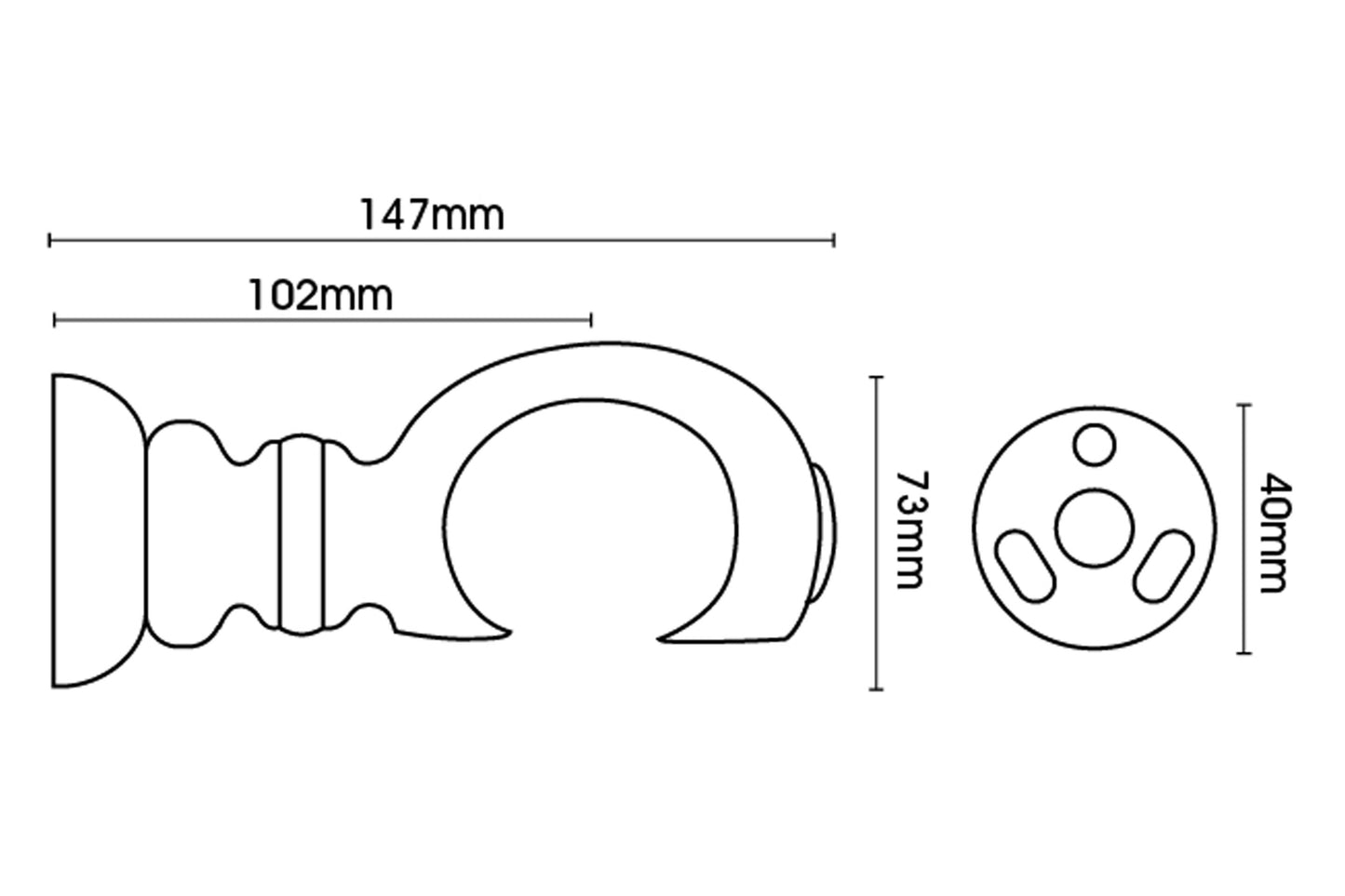 Hallis Modern Country 45mm Wooden Curtain Pole Clasp Bracket - Dark Oak