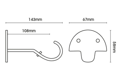 Hallis Museum 55mm Metal Curtain Pole Centre Bracket - Antique Brass