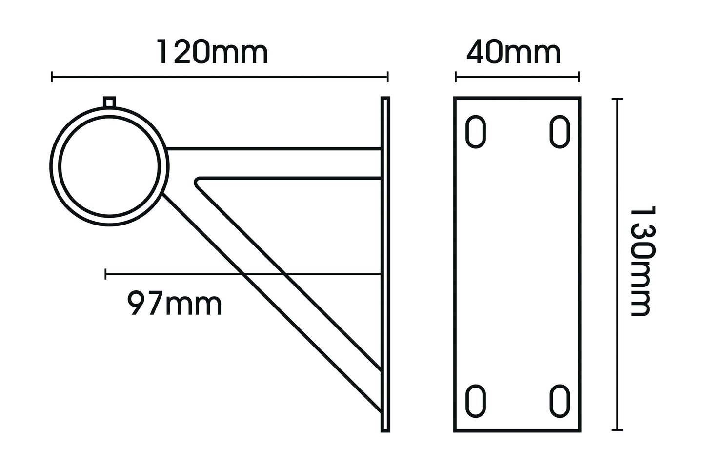 Hallis Neo 35mm Metal Curtain Pole End Bracket - Stainless Steel