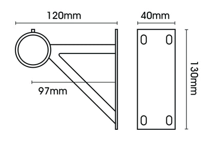 Hallis Neo 35mm Metal Curtain Pole End Bracket - Stainless Steel