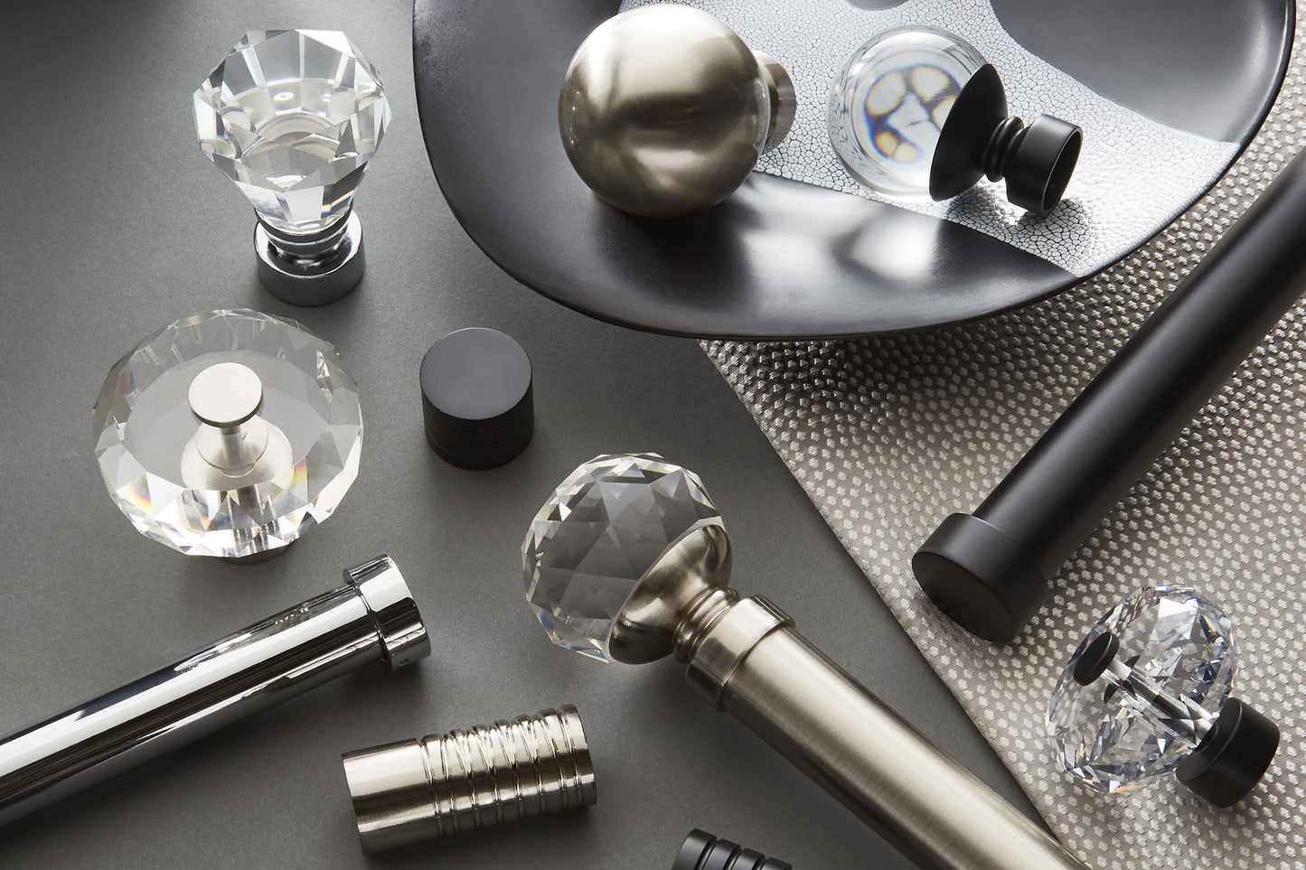 Hallis Neo Premium Faceted Ellipse 35mm Metal Curtain Pole - Stainless Steel