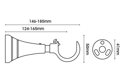 Hallis Neo 28mm Extendable Metal Curtain Pole Bracket - Black Nickel