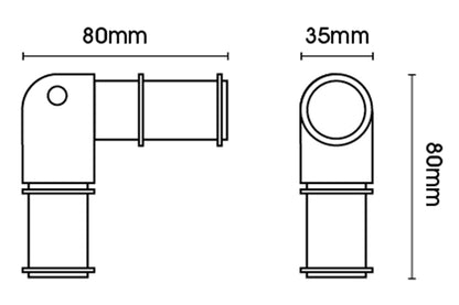 Hallis Neo 35mm Metal Curtain Pole Corner Joint - Stainless Steel