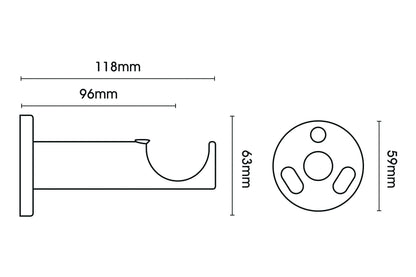Hallis Neo 35mm Metal Curtain Pole Cylinder Bracket - Spun Brass