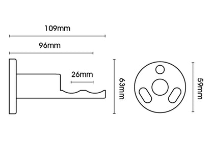 Hallis Neo 35mm Metal Curtain Pole Passing Bracket - Stainless Steel