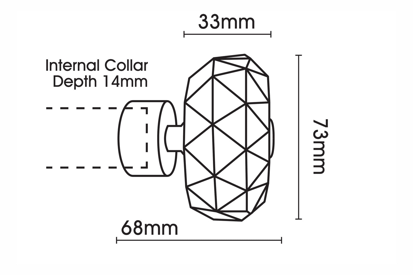 Hallis Neo Premium Faceted Ellipse 28mm Metal Curtain Pole (Cylinder Brackets) - Spun Brass
