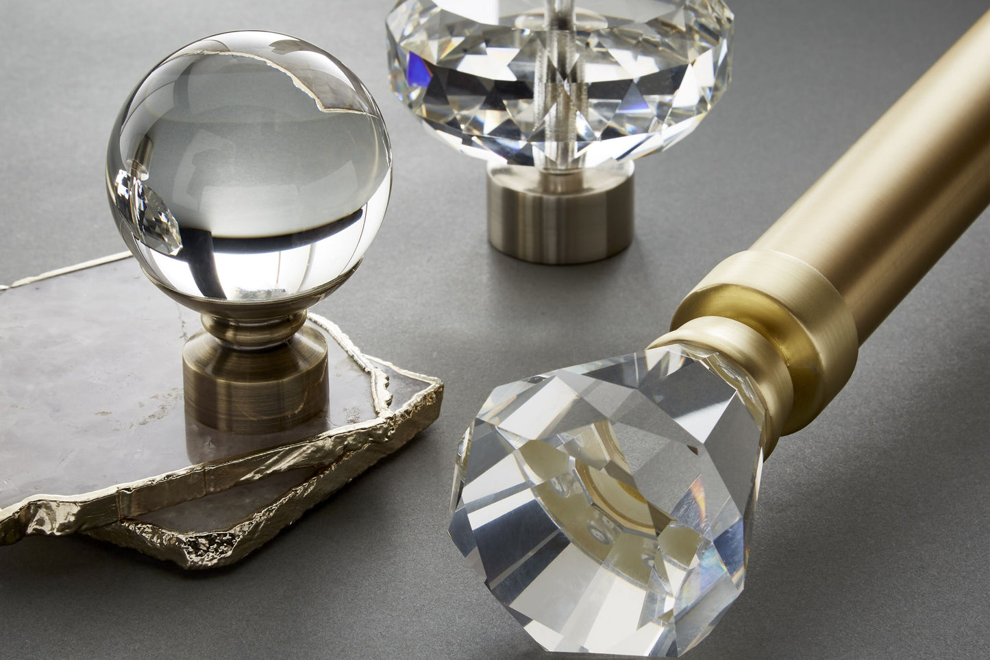 Hallis Neo Premium Faceted Ellipse 35mm Metal Curtain Pole - Stainless Steel