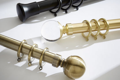 Hallis Neo Premium Clear Plain Ball 28mm Metal Curtain Pole (Cup Brackets) - Gold