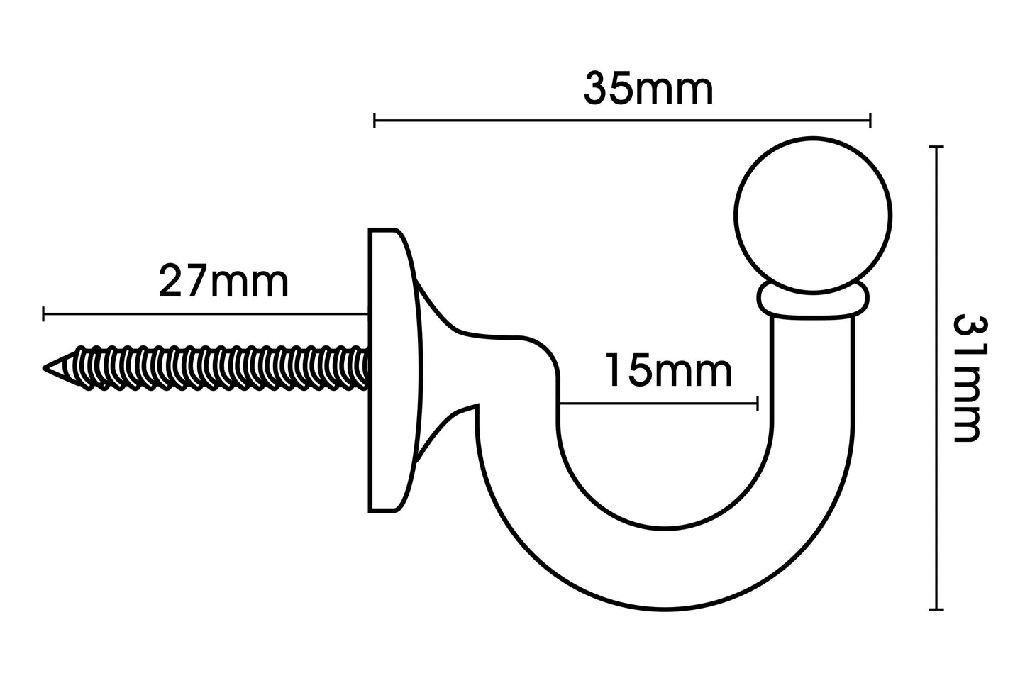 Hallis Ball Metal Curtain Tieback Hooks (Pair) - Black