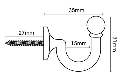 Hallis Ball Metal Curtain Tieback Hooks (Pair) - Black
