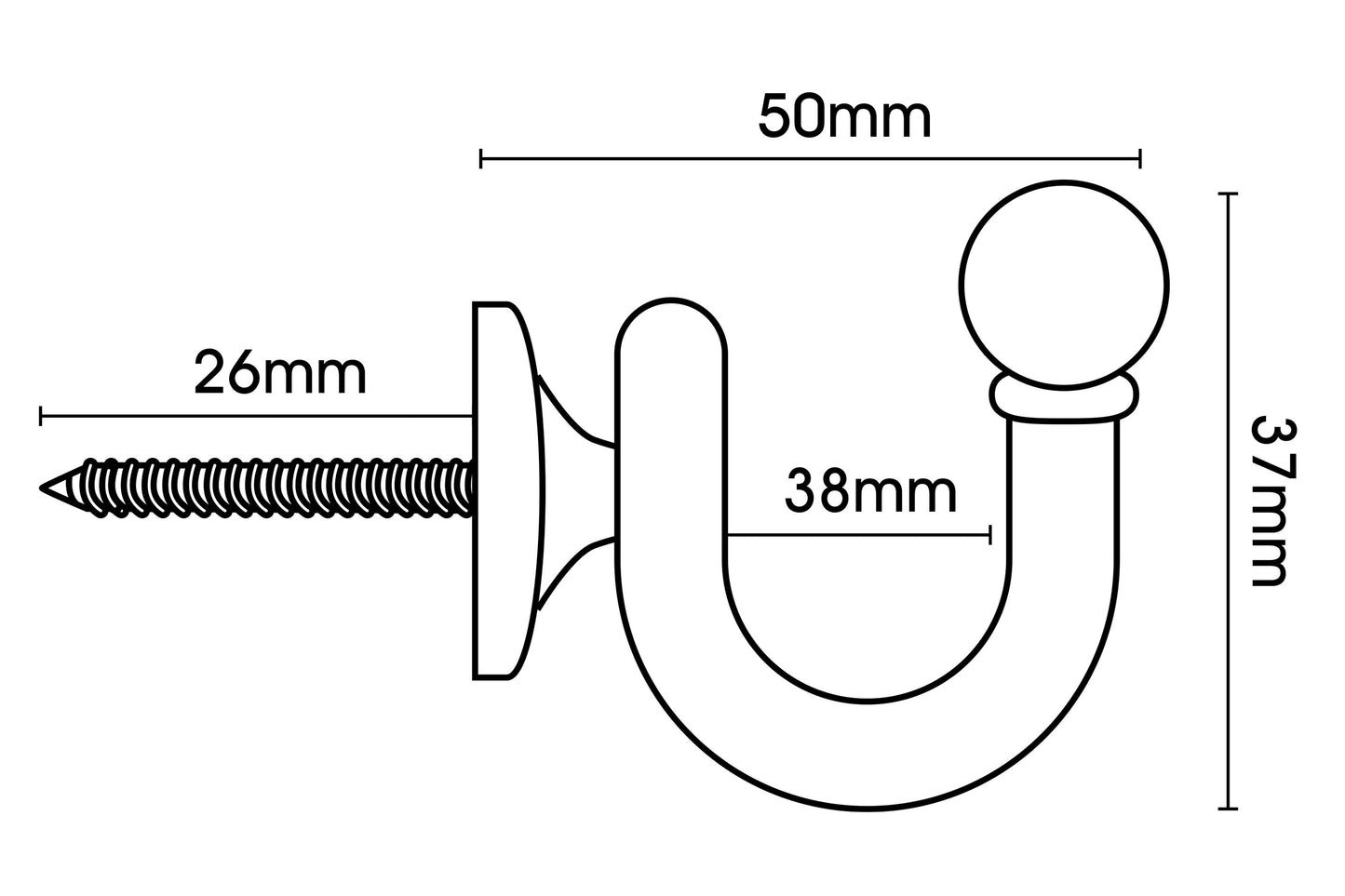Hallis Extra Large Ball Metal Curtain Tieback Hook - Brass