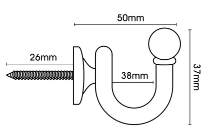 Hallis Extra Large Ball Metal Curtain Tieback Hook - Brass