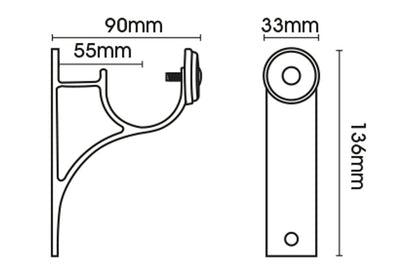 Hallis Eden 35mm Metal Curtain Pole End Bracket - Antique Brass