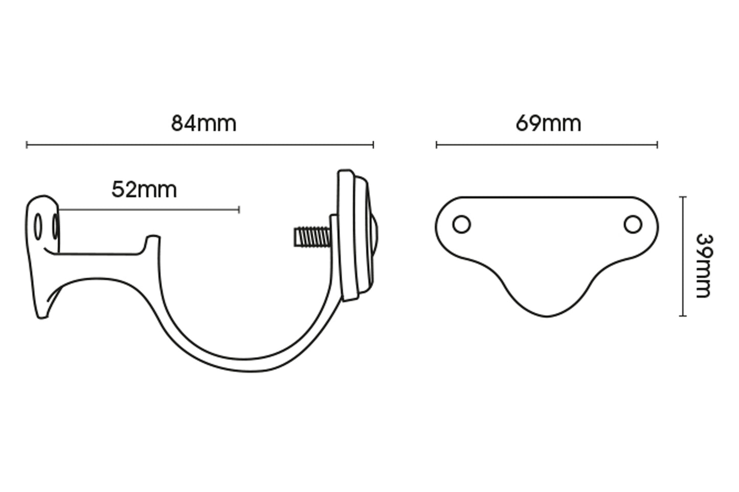 Hallis Eden 45mm Metal Curtain Pole Centre Bracket - Brass