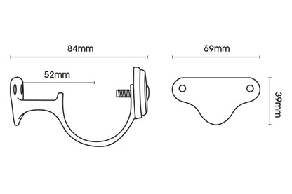 Hallis Eden 45mm Metal Curtain Pole Centre Bracket - Brass