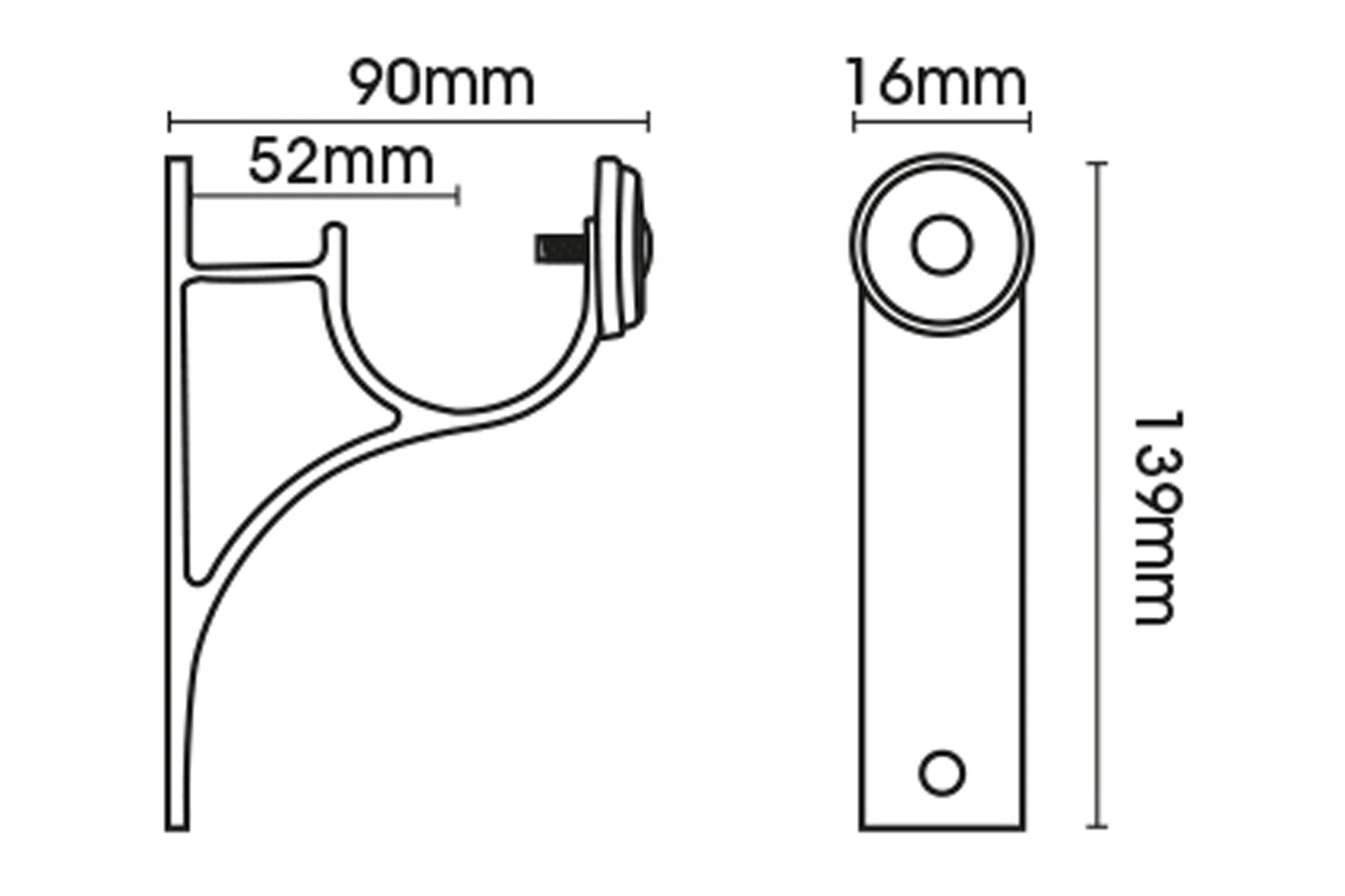 Hallis Eden 45mm Metal Curtain Pole End Bracket - Antique Brass