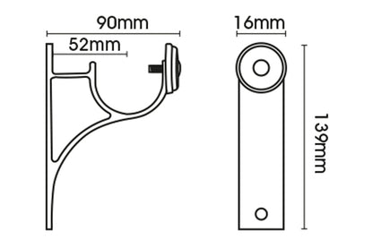 Hallis Eden 45mm Metal Curtain Pole End Bracket - Antique Brass