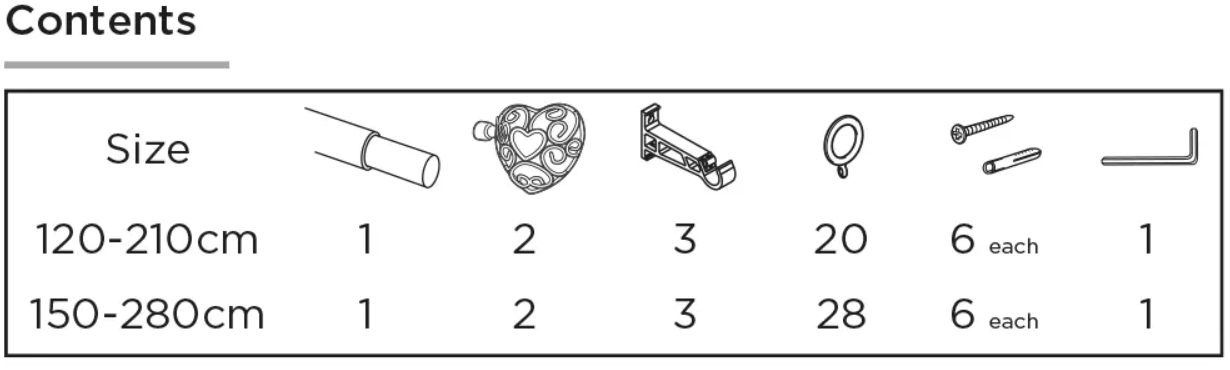 Speedy Heart 13/16mm Extendable Metal Curtain Pole - Cream