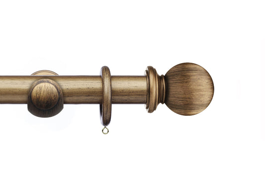 Integra Masterpiece Ball 35mm Wooden Curtain Pole - Black Gold