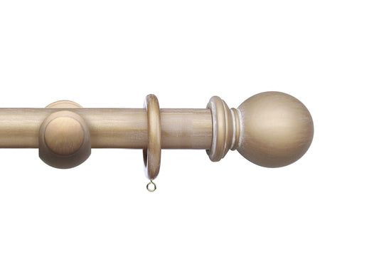 Integra Masterpiece Ball 35mm Wooden Curtain Pole - Cream Gold