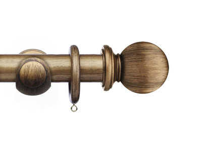 Integra Masterpiece Ball 50mm Wooden Curtain Pole - Black Gold