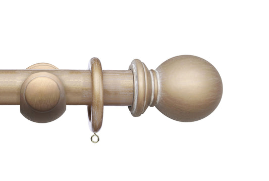 Integra Masterpiece Ball 50mm Wooden Curtain Pole - Cream Gold