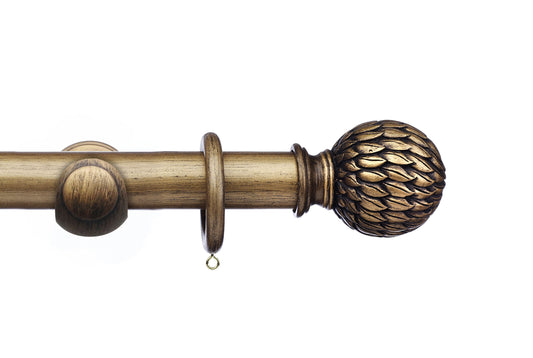 Integra Masterpiece Phoenix 35mm Wooden Curtain Pole - Black Gold