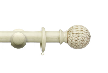 Integra Masterpiece Phoenix 35mm Wooden Curtain Pole - Distressed Cream