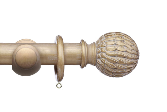 Integra Masterpiece Phoenix 50mm Wooden Curtain Pole - Cream Gold