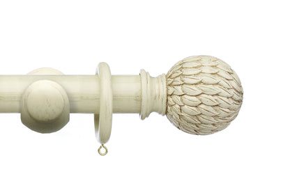 Integra Masterpiece Phoenix 50mm Wooden Curtain Pole - Distressed Cream