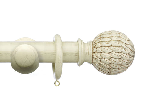 Integra Masterpiece Phoenix 50mm Wooden Curtain Pole - Distressed Cream