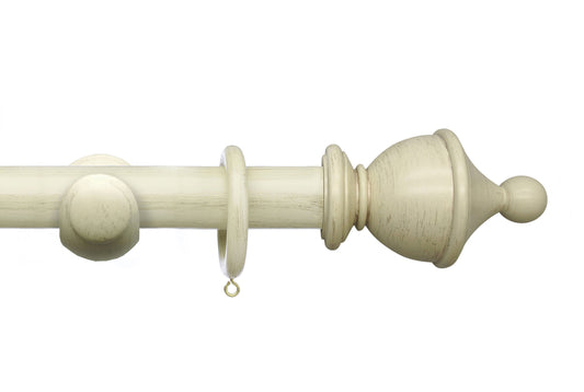 Integra Masterpiece Urn 35mm Wooden Curtain Pole - Distressed Cream