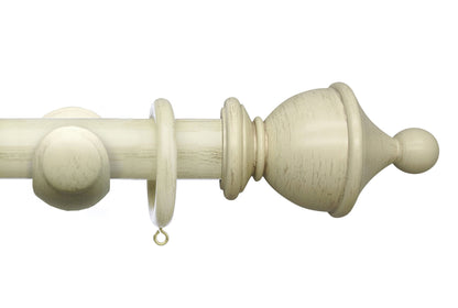 Integra Masterpiece Urn 50mm Wooden Curtain Pole - Distressed Cream