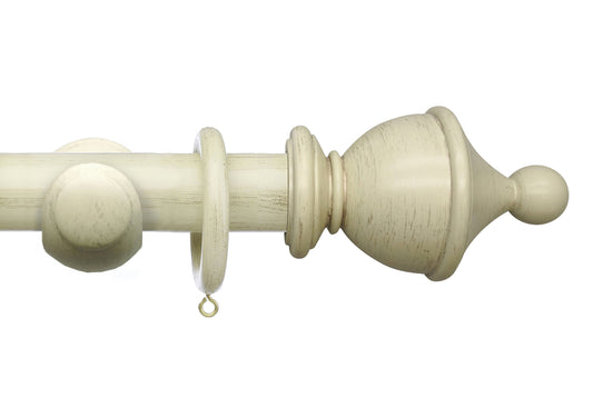 Integra Masterpiece Urn 50mm Wooden Curtain Pole - Distressed Cream