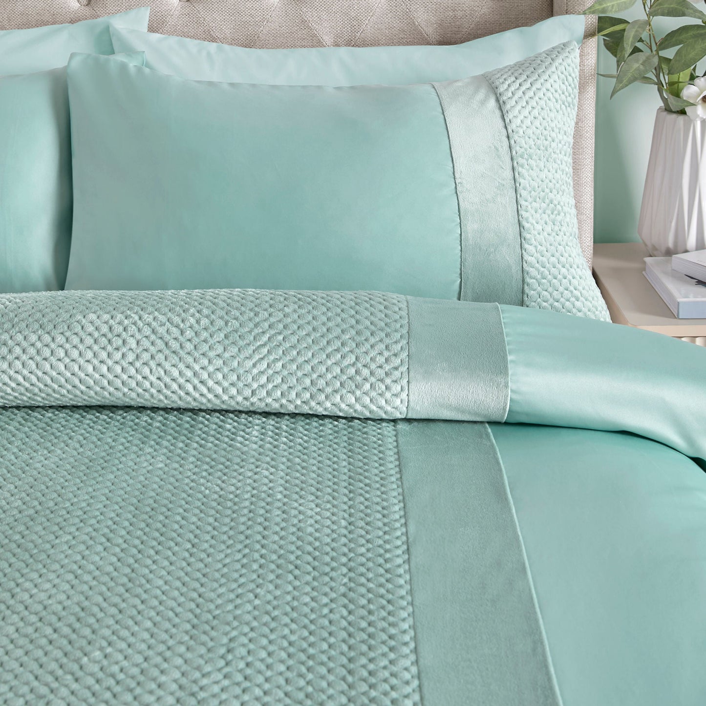 Iras Duvet Cover Set by Soiree in Duck Egg - Duvet Cover Set - Soiree